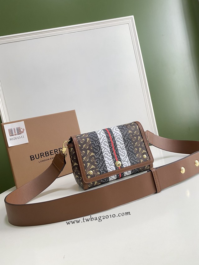Burberry專門店新款斜背包 巴寶莉條紋環保帆布女士休閒肩背包 yxb1008